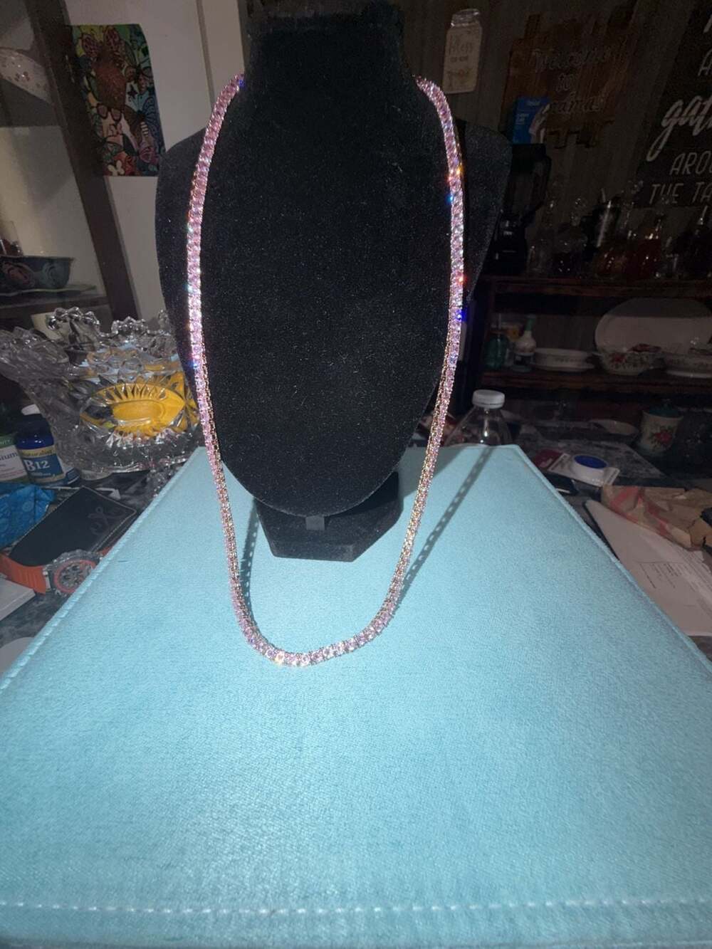24 inch thermal infused over brass 14k rose gold ice cz tennis chain